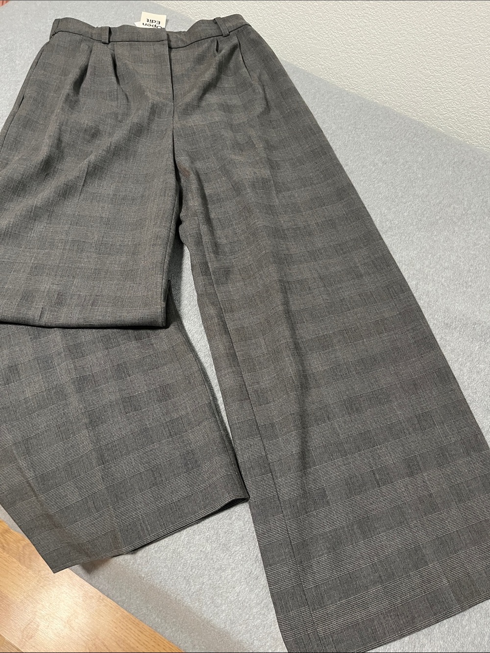 Open Edit Wide Leg Trouser Pants Size 12 Pleated Plaid High Rise Office Career - Picture 11 of 11